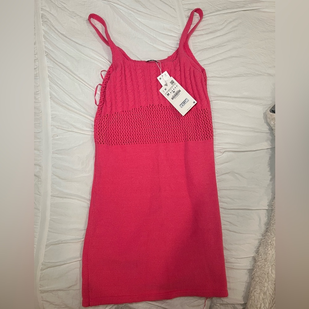 Zara Pink Crocheted Dress